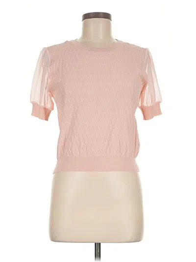 Pre-owned Assorted Brands Short Sleeve Top Pink Mock Neckline Tops