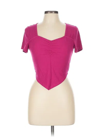 Pre-owned Assorted Brands Short Sleeve Top Pink Sweetheart Neckline Tops