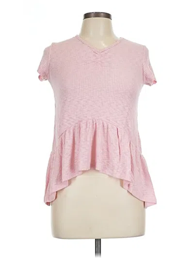 Pre-owned Assorted Brands Short Sleeve Top Pink V Neck Tops