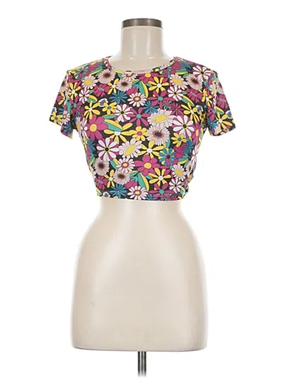 Pre-owned Assorted Brands Short Sleeve Top Purple Keyhole Neckline Tops