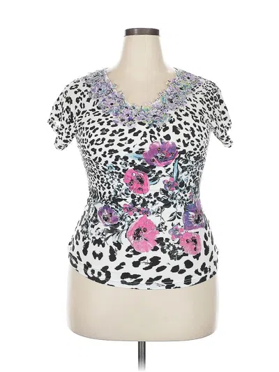 Pre-owned Assorted Brands Short Sleeve Top Purple Sweetheart Neckline Tops