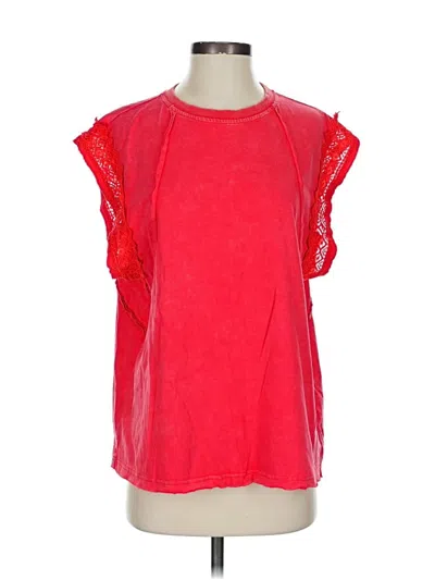 Pre-owned Assorted Brands Short Sleeve Top Red Cold Shoulder Neckline Tops