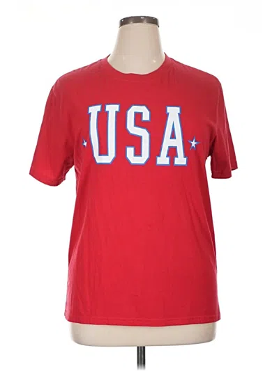 Pre-owned Assorted Brands Short Sleeve Top Red Crew Neck Tops