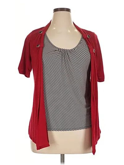 Pre-owned Assorted Brands Short Sleeve Top Red Square Neckline Tops