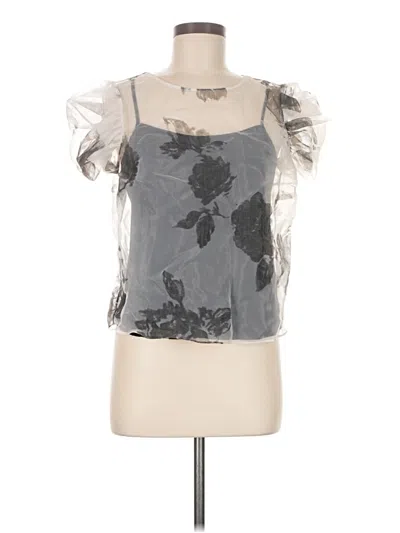 Pre-owned Assorted Brands Short Sleeve Top Silver Square Neckline Tops