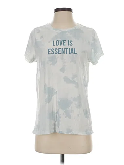 Pre-owned Assorted Brands Short Sleeve Top Silver Tie-dye Pattern Crew Neck Tops