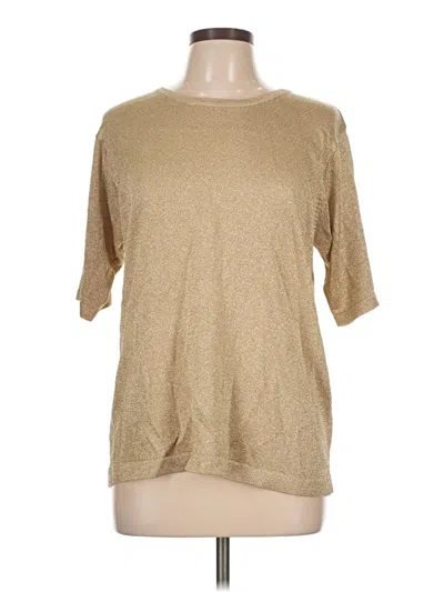 Pre-owned Assorted Brands Short Sleeve Top Tan Crew Neck Tops