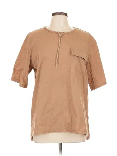 Pre-owned Assorted Brands Short Sleeve Top Tan Crew Neck Tops In Brown