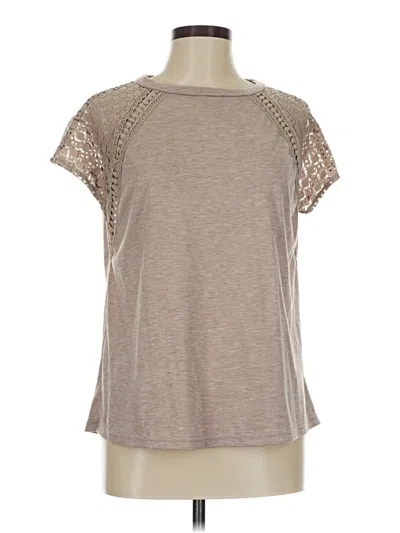 Pre-owned Assorted Brands Short Sleeve Top Tan Crew Neck Tops In Brown