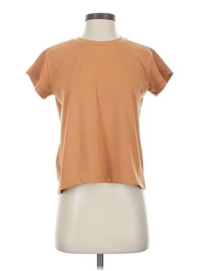 Pre-owned Assorted Brands Short Sleeve Top Tan Crew Neck Tops In Brown
