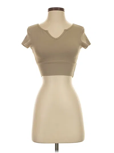 Pre-owned Assorted Brands Short Sleeve Top Tan Sweetheart Neckline Tops