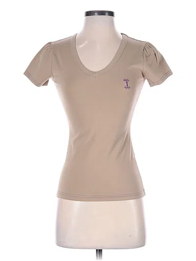 Assorted Brands Short Sleeve Top Tan Sweetheart Neckline Tops In Neutral