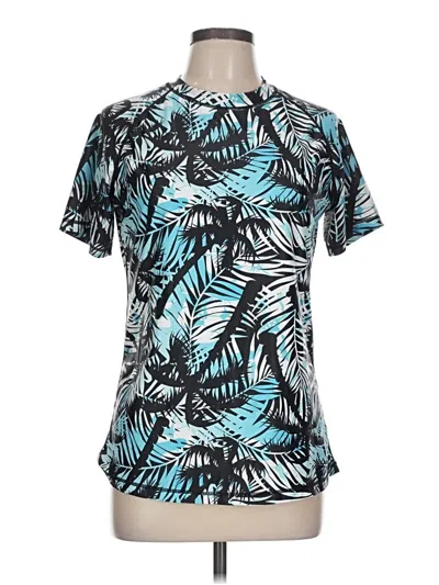 Pre-owned Assorted Brands Short Sleeve Top Teal Keyhole Neckline Tops In Blue