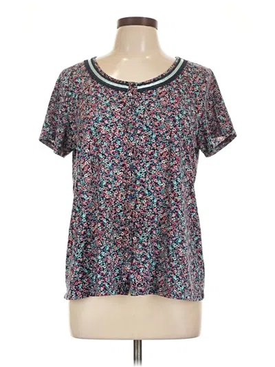 Pre-owned Assorted Brands Short Sleeve Top Teal Scoop Neck Tops In Blue