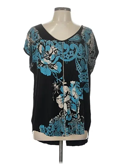 Pre-owned Assorted Brands Short Sleeve Top Teal Scoop Neck Tops In Blue