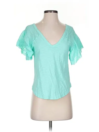 Assorted Brands Short Sleeve Top Teal Sweetheart Neckline Tops