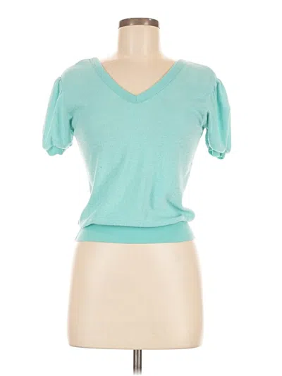 Pre-owned Assorted Brands Short Sleeve Top Teal Sweetheart Neckline Tops In Blue