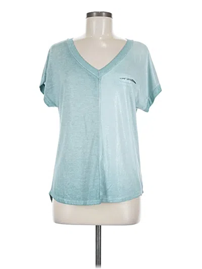 Pre-owned Assorted Brands Short Sleeve Top Teal V Neck Tops In Blue
