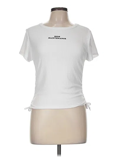 Pre-owned Assorted Brands Short Sleeve Top White Crew Neck Tops