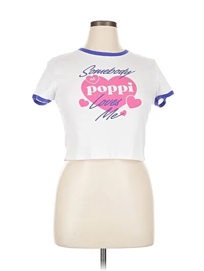 Pre-owned Assorted Brands Short Sleeve Top White Hearts Pattern Crew Neck Tops