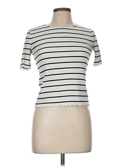 Pre-owned Assorted Brands Short Sleeve Top White Mock Neckline Tops