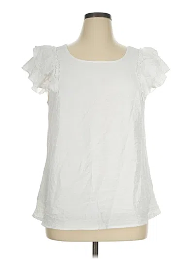 Assorted Brands Short Sleeve Top White Ruffles Neckline Tops