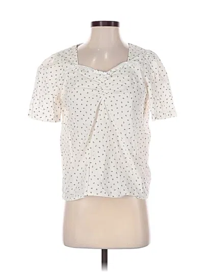 Pre-owned Assorted Brands Short Sleeve Top White Stars Pattern Sweetheart Neckline Tops