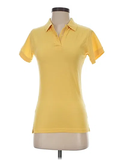 Pre-owned Assorted Brands Short Sleeve Top Yellow Collared Neckline Tops