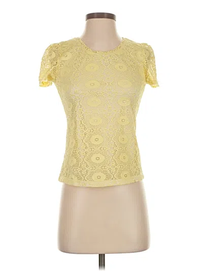 Pre-owned Assorted Brands Short Sleeve Top Yellow Mock Neckline Tops