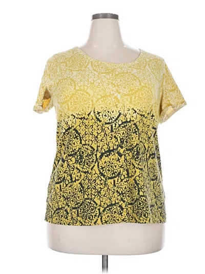 Pre-owned Assorted Brands Short Sleeve Top Yellow Scoop Neck Tops