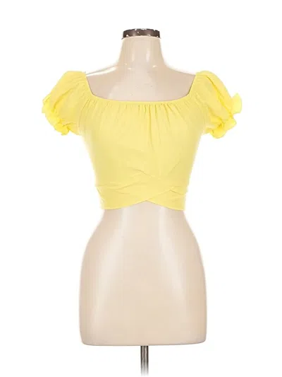 Pre-owned Assorted Brands Short Sleeve Top Yellow Sweetheart Neckline Tops