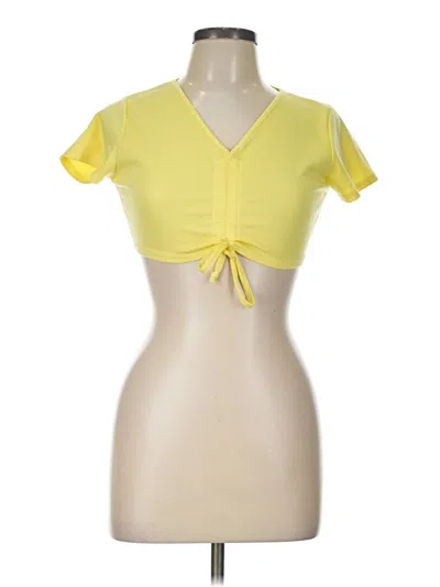 Pre-owned Assorted Brands Short Sleeve Top Yellow Sweetheart Neckline Tops
