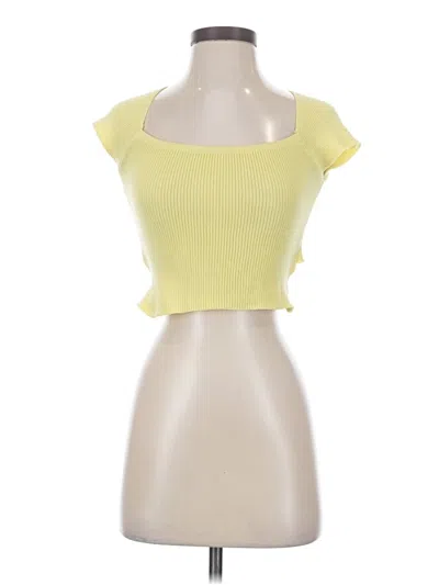 Pre-owned Assorted Brands Short Sleeve Top Yellow Sweetheart Neckline Tops