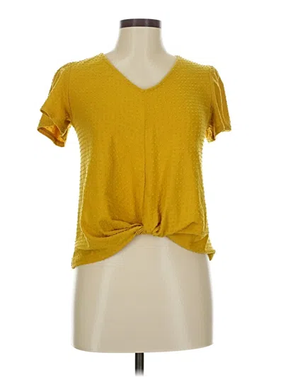 Pre-owned Assorted Brands Short Sleeve Top Yellow V Neck Tops