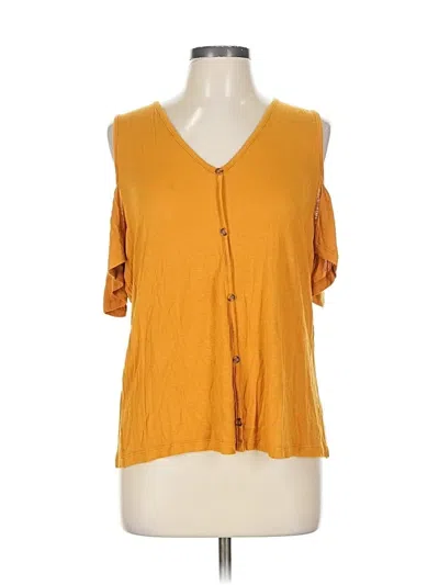 Pre-owned Assorted Brands Short Sleeve Top Yellow V Neck Tops