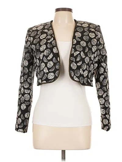 Pre-owned Assorted Brands Silk Blazer Jacket In Black