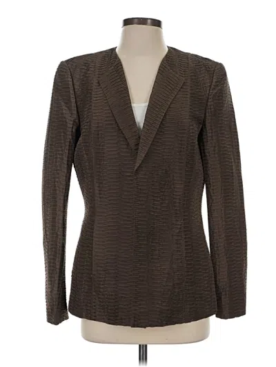 Pre-owned Assorted Brands Silk Blazer Jacket In Brown