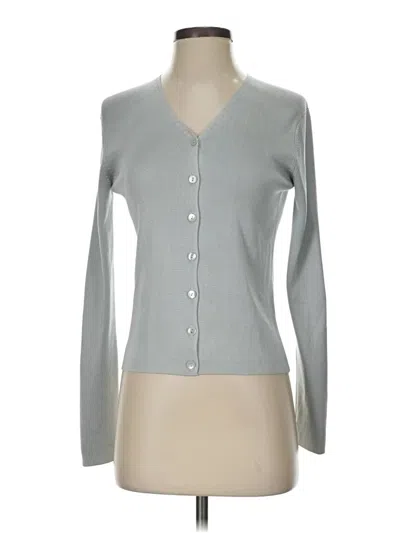 Pre-owned Assorted Brands Silk Cardigan Sweater In Gray