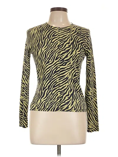 Pre-owned Assorted Brands Silk Cardigan Sweater In Yellow