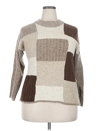Pre-owned Assorted Brands Silk Pullover Sweater In Brown