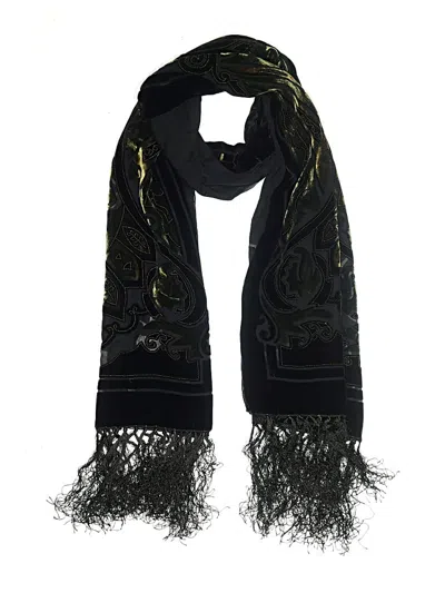 Pre-owned Assorted Brands Silk Scarf In Black
