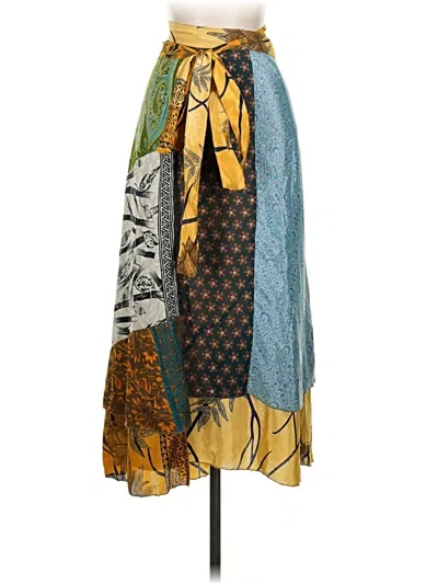 Pre-owned Assorted Brands Silk Skirt In Yellow