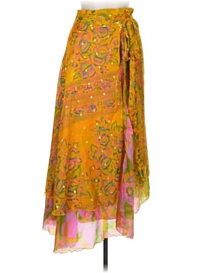 Pre-owned Assorted Brands Silk Skirt In Yellow