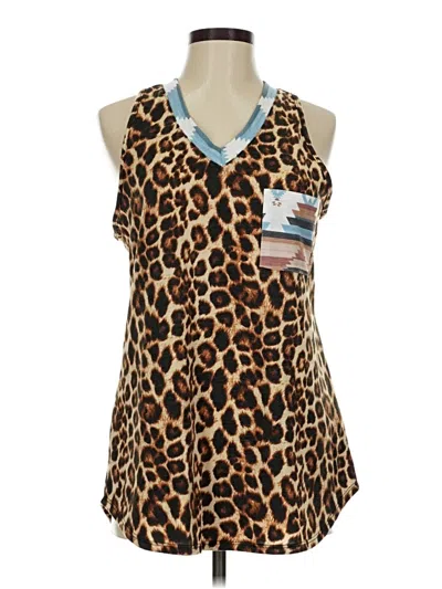 Pre-owned Assorted Brands Sleeveless Blouse In Brown
