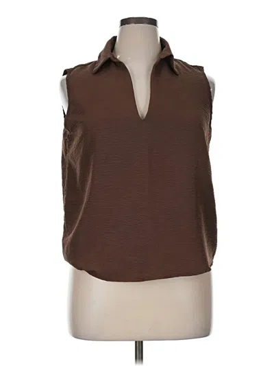 Pre-owned Assorted Brands Sleeveless Blouse In Brown