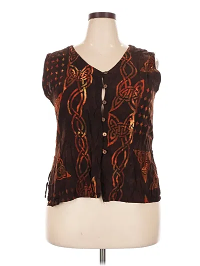 Pre-owned Assorted Brands Sleeveless Blouse In Brown