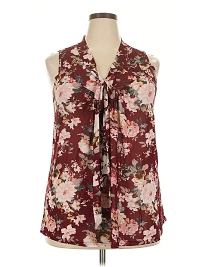 Pre-owned Assorted Brands Sleeveless Blouse In Burgundy
