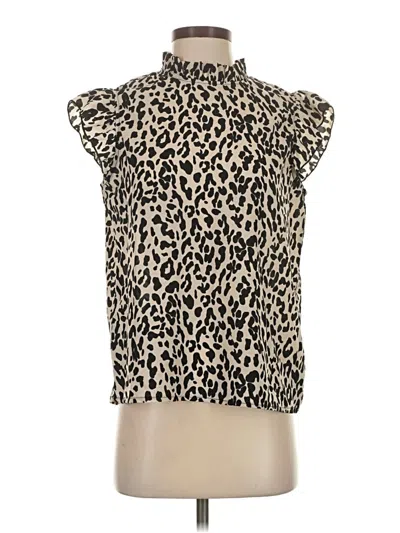 Pre-owned Assorted Brands Sleeveless Blouse In Tan