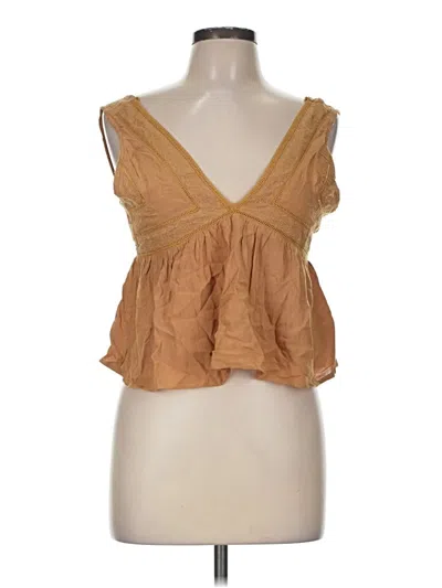 Pre-owned Assorted Brands Sleeveless Blouse In Tan