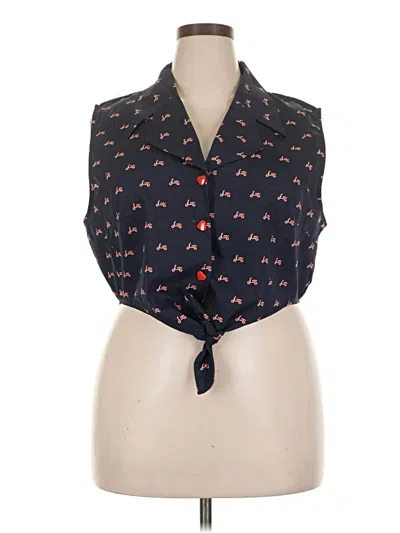 Pre-owned Assorted Brands Sleeveless Button Down Shirt In Black